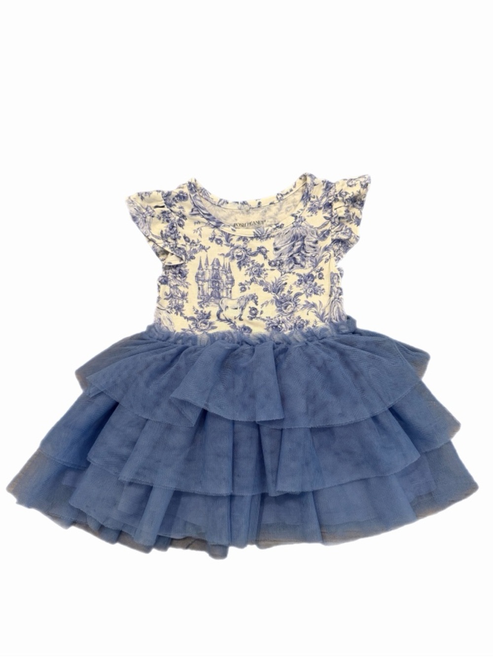 Posh Peanut TuTu Dress - Blue Tulle Tiered Skirt with Toile Top - Size 2T